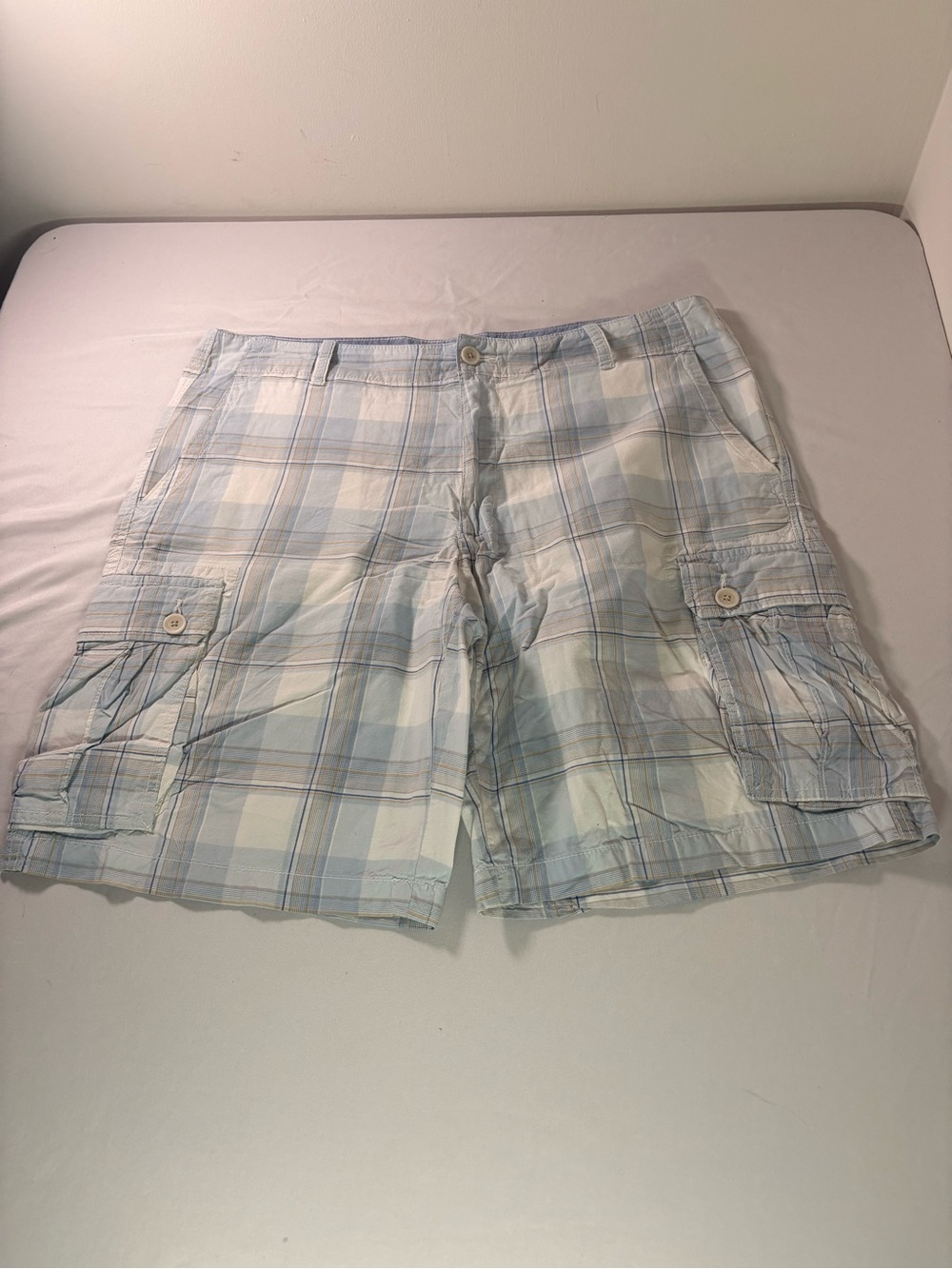 Club Room Light Blue Plaid Cargo Shorts( ub3)